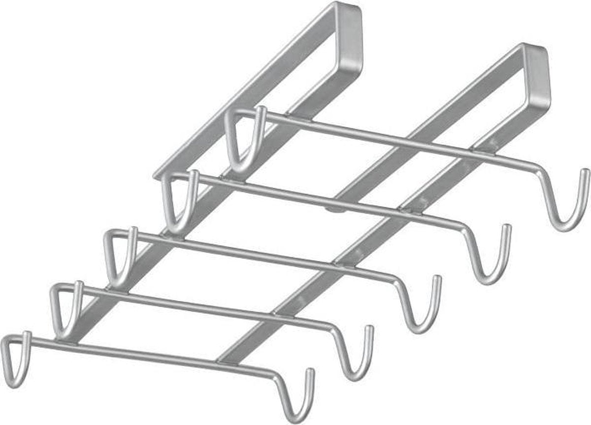 Metaltex - kopjeshouder - mokkenrek - ophangen zonder boren - zilver