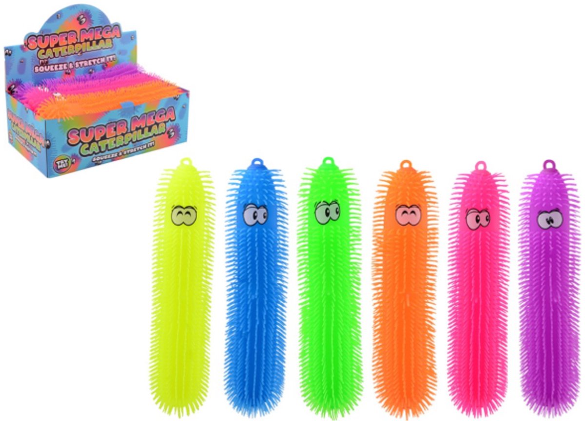 Johntoy gigantische pluizige worm fidget, 50cm