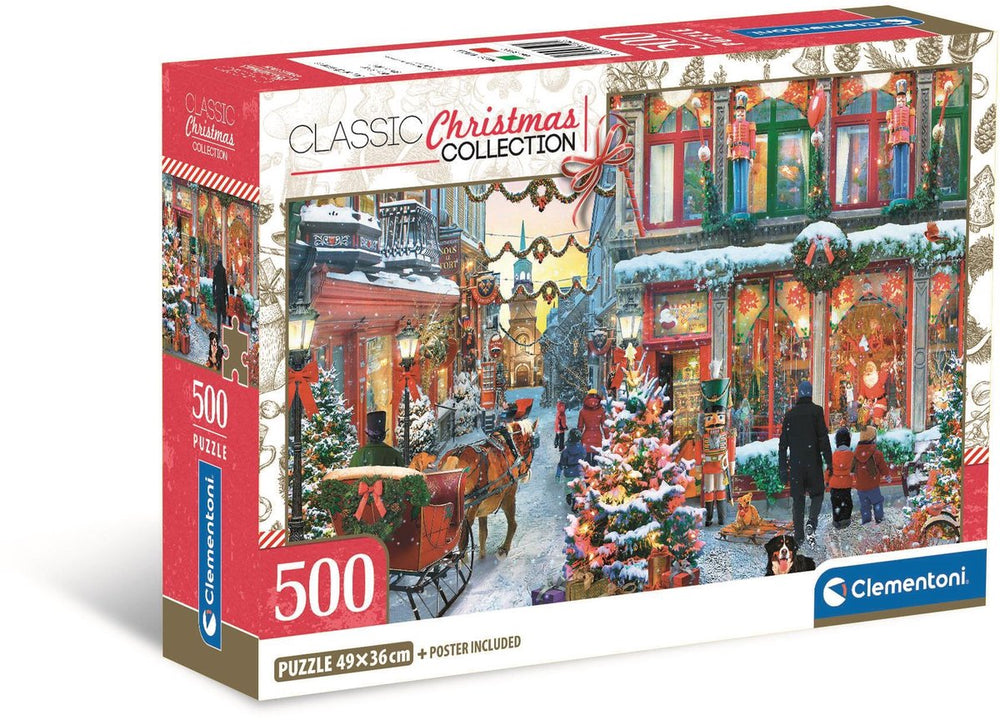 Clementoni legpuzzel kerst puzzel 500 stukjes besneeuwd dorp poster.