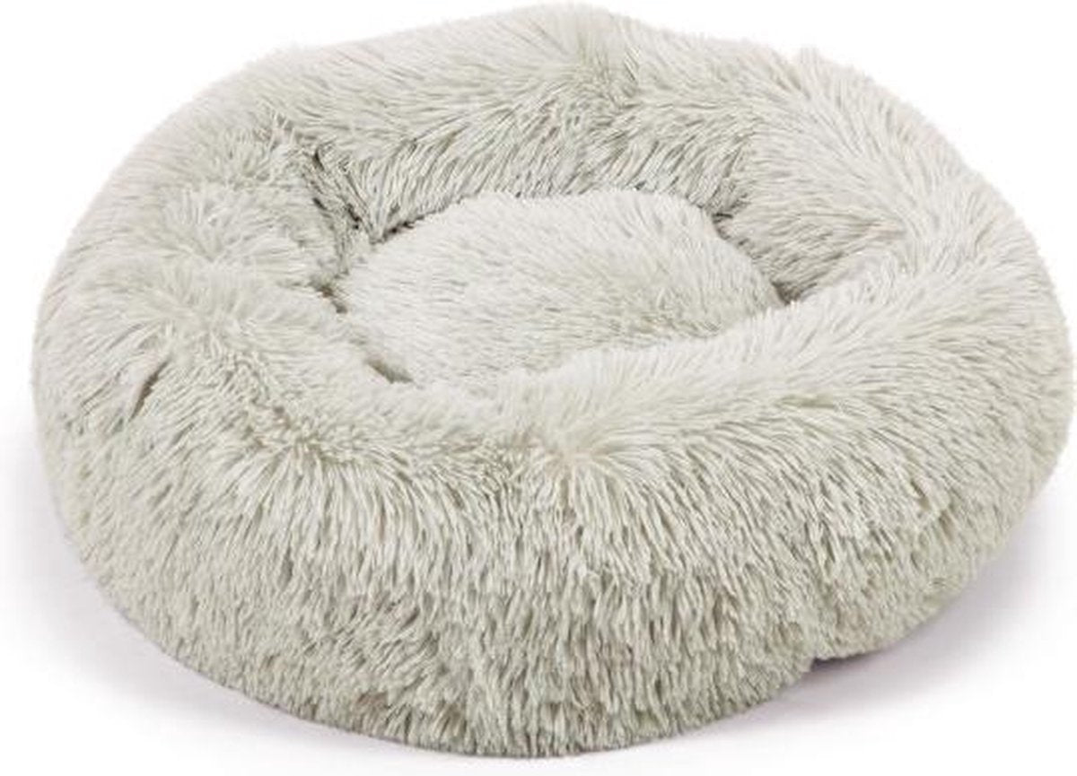 Beeztees yali - hondenmand - pluche - fluffy - lichtgrijs - diam. 50 cm