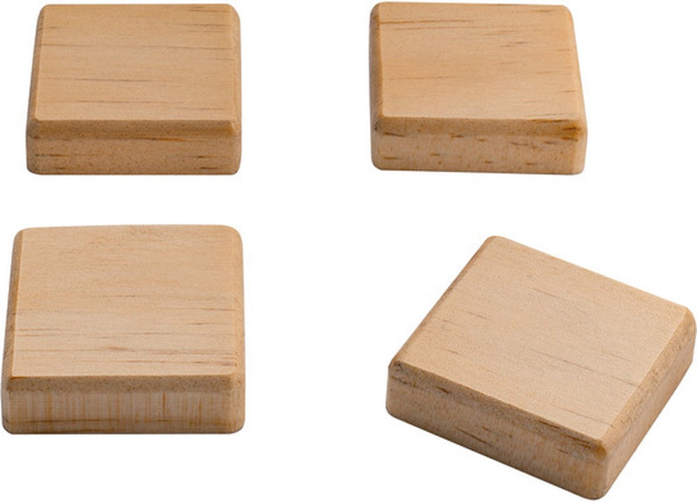 Sigel magneten - vierkant - hout - 4 stuk - si-ba211