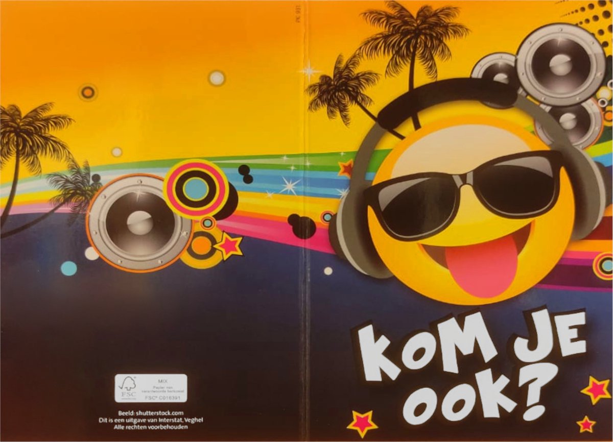 Interstat uitnodigingskaarten - emoticon - tropical dj - 6st.