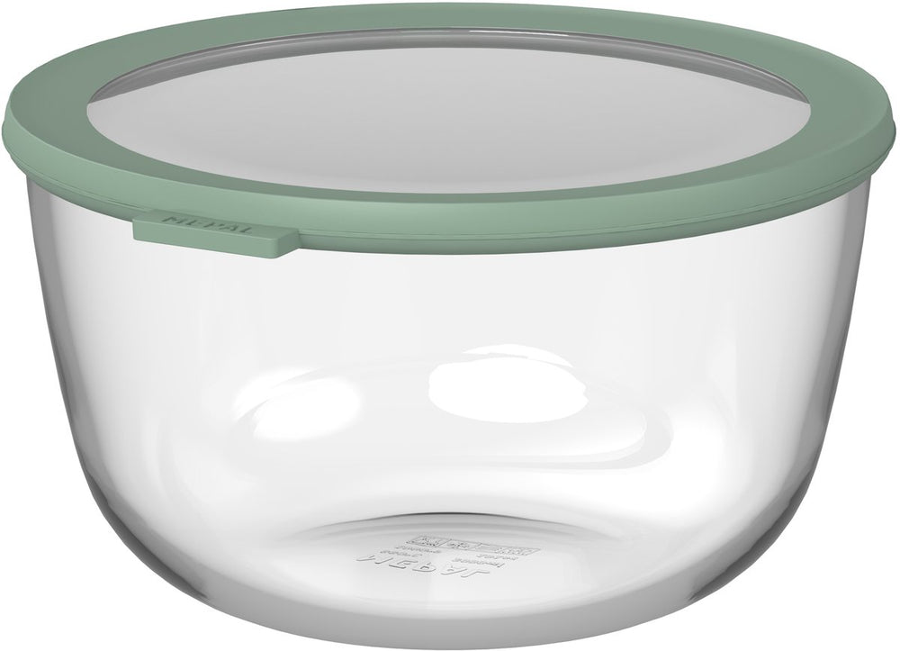 Mepal glazen vershouddoos rond cirqula - 3000 ml - glazen vershoudbakjes - hittebestendig tot 550 °c. zonder deksel - meal prep bakjes - nordic sage