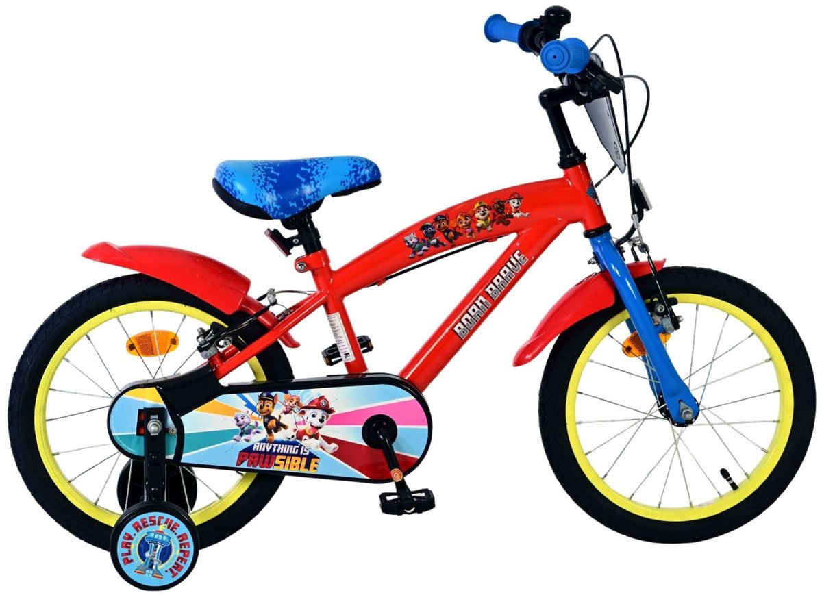Volare paw patrol kinderfiets - jongens - 16 inch - rood - twee handremmen