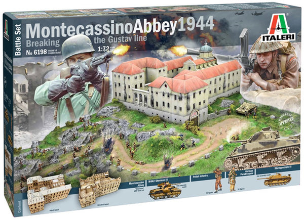 Italeri modelbouwpakket diorama - 6198 montecassino abbey 1944 breaking the gustav line - battle set plastic - 1:72 - modelbouw