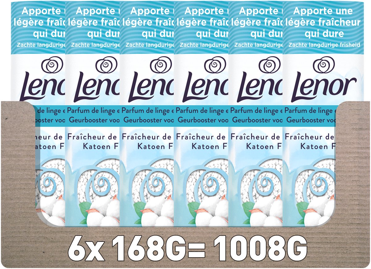 Lenor light geurbooster katoen fris - 6 x 168 gram - wasparfum
