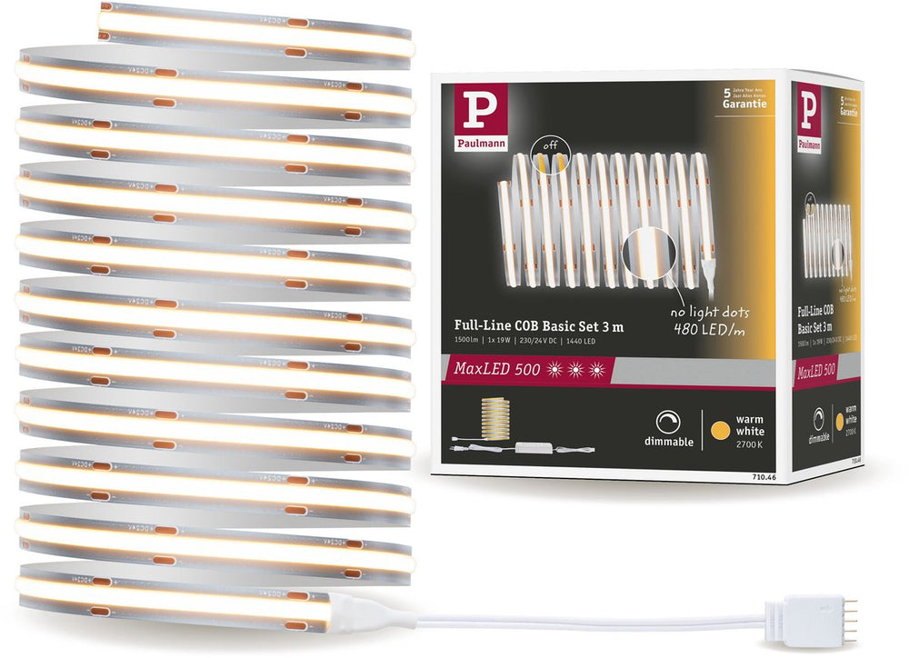 Paulmann maxled 500 led strip basisset cob 3m 2700k 19w 500lm m 2700k 36va