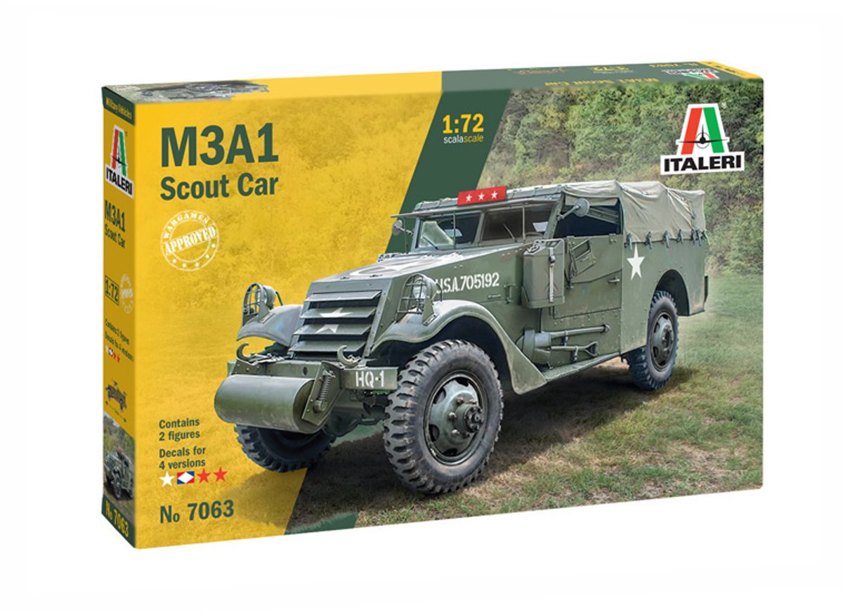 Italeri modelbouwpakket militaire voertuigen - 7063 m3a1 scout car plastic - 1:72 - modelbouw
