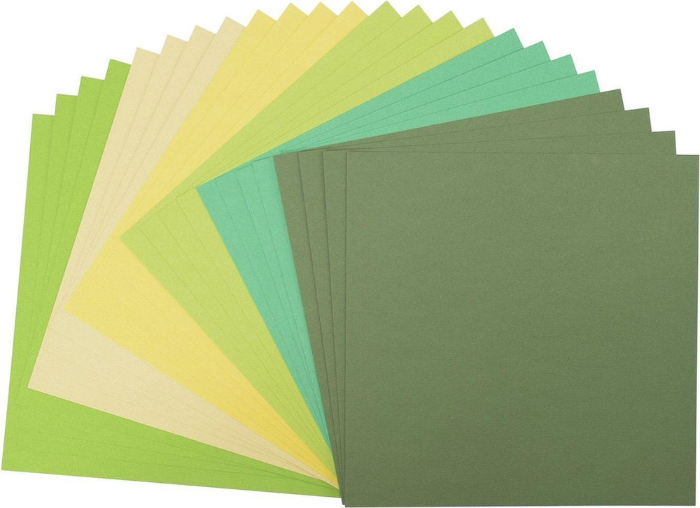 Vaessen creative cardstock - groen - 30,5 x 30,5 cm - 24 vellen - textuur - 216 g