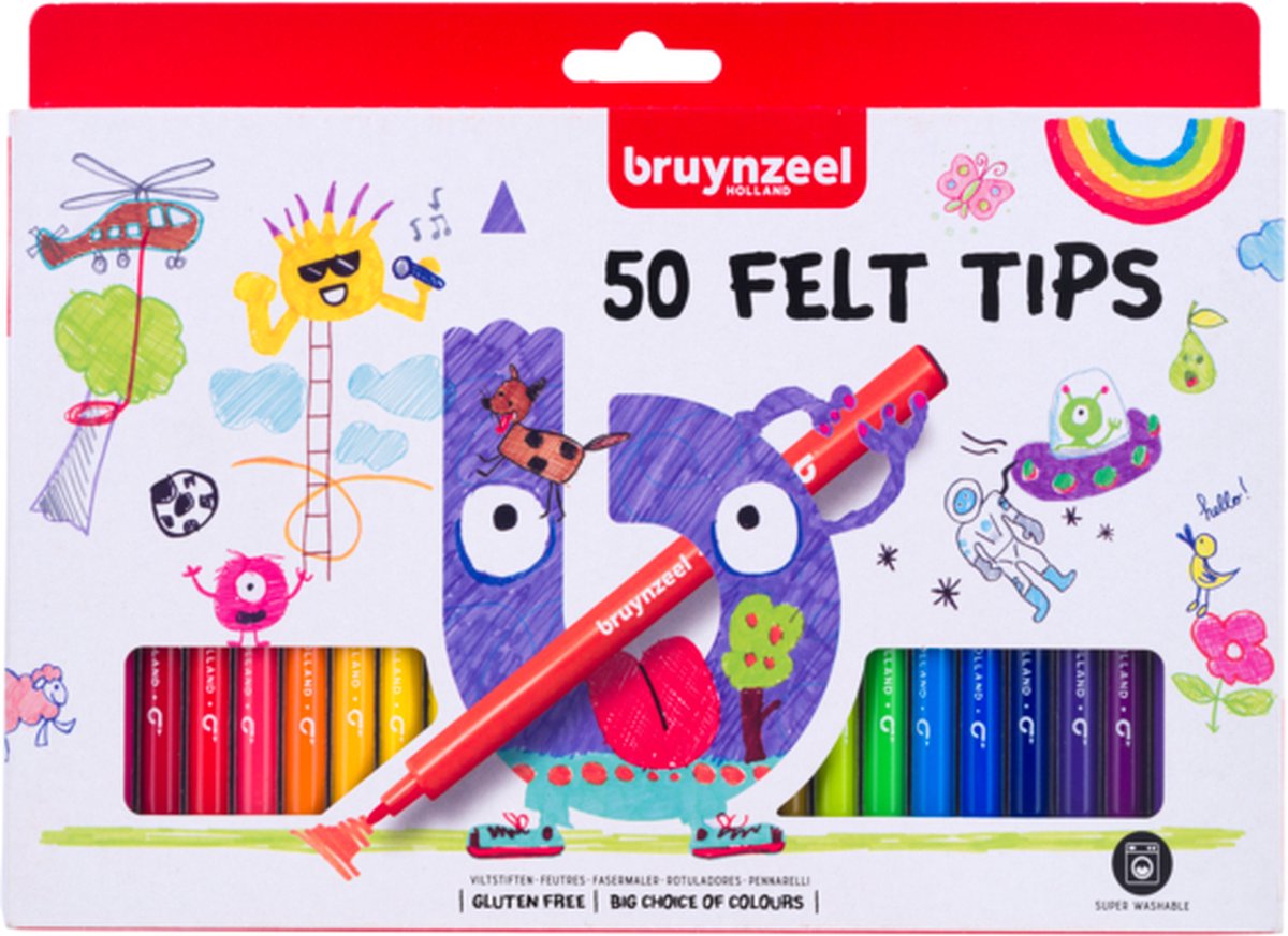 Bruynzeel viltstiftenset, 50 kleuren