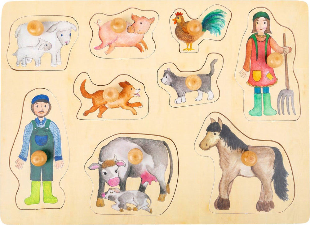 Small foot vormenpuzzel boerderij hout junior 9 stukjes