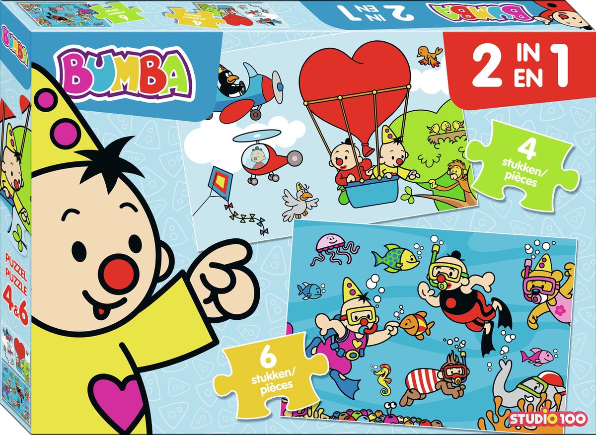 Bumba puzzel - 2 in 1 puzzel 4 6 stukken - onder water in de lucht