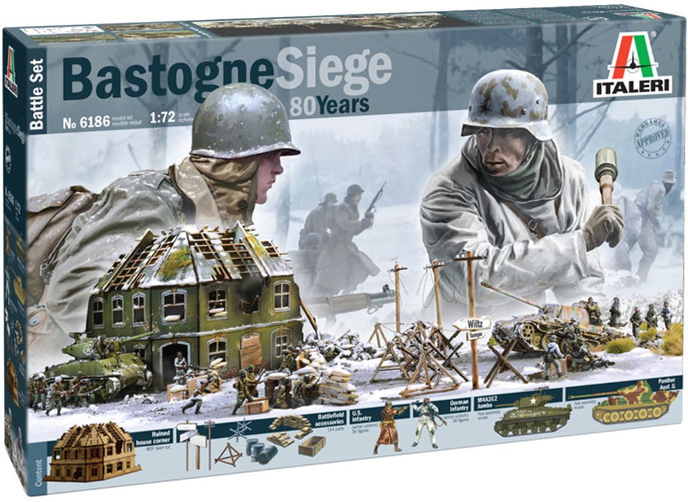 Italeri modelbouwpakket diorama - 6186 bastogne siege 80 jaar - diorama - battle set plastic - 1:72 - modelbouw
