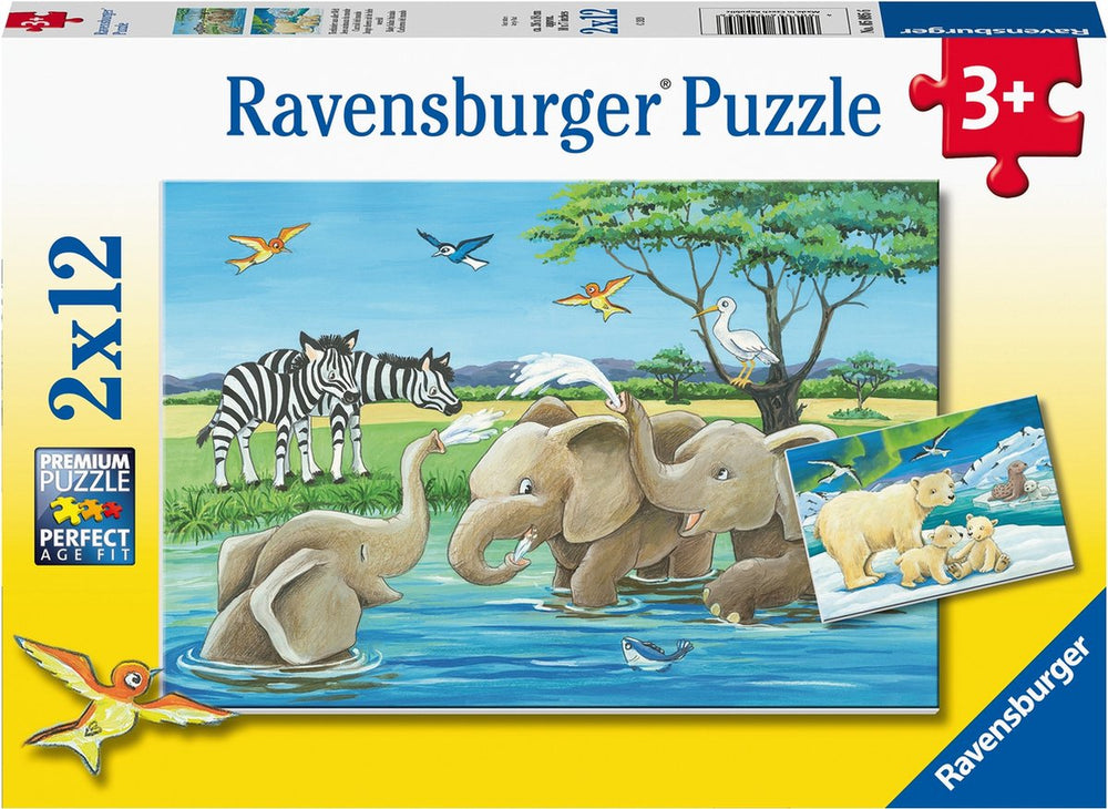 Ravensburger puzzel jonge dieren uit de hele wereld - 2 x 12 stukjes