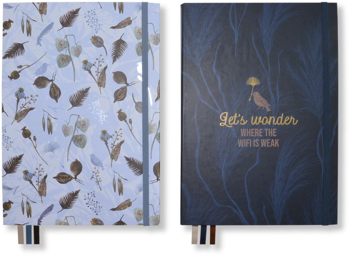Kangaro notitieboek - natural beauty - 25,3 x 17,8 cm - dotpapier - met eleastiek en leeslinten - 2 stuks - k-skz210009