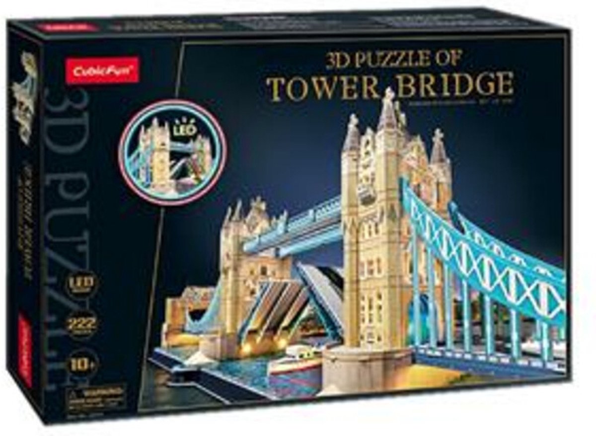 Kubieke leuke 3D-puzzel tower bridge met led-verlichting