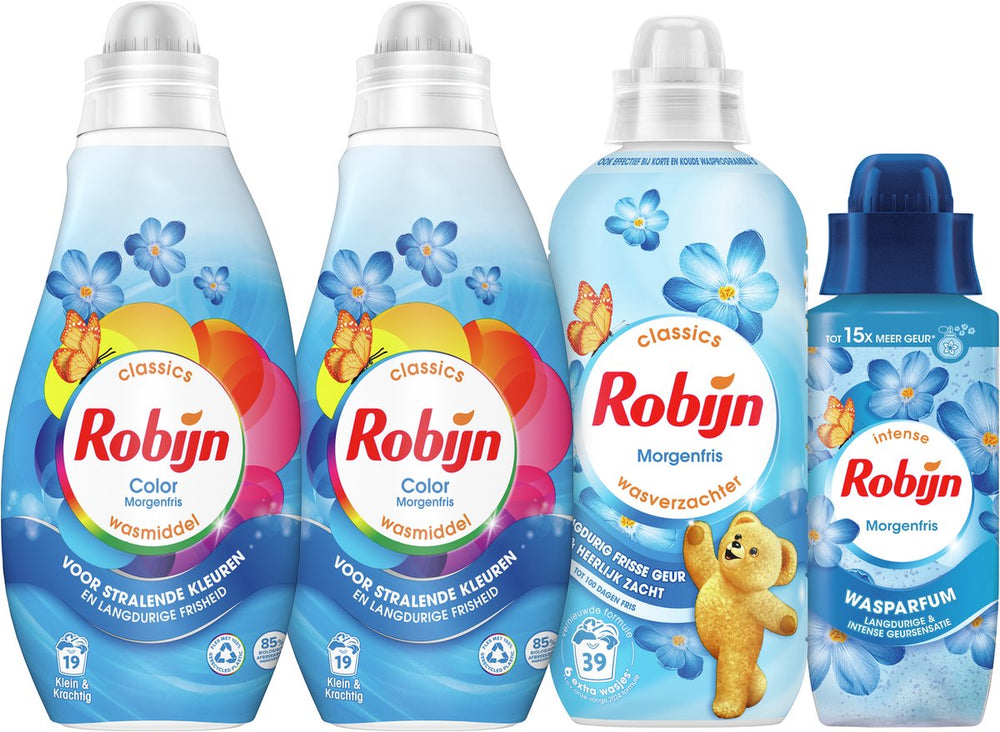 Robijn perfect match - morgenfris - 4 stuks - 2x wasmiddel + 1 wasverzachter + 1 wasparfum - voordeelverpakking