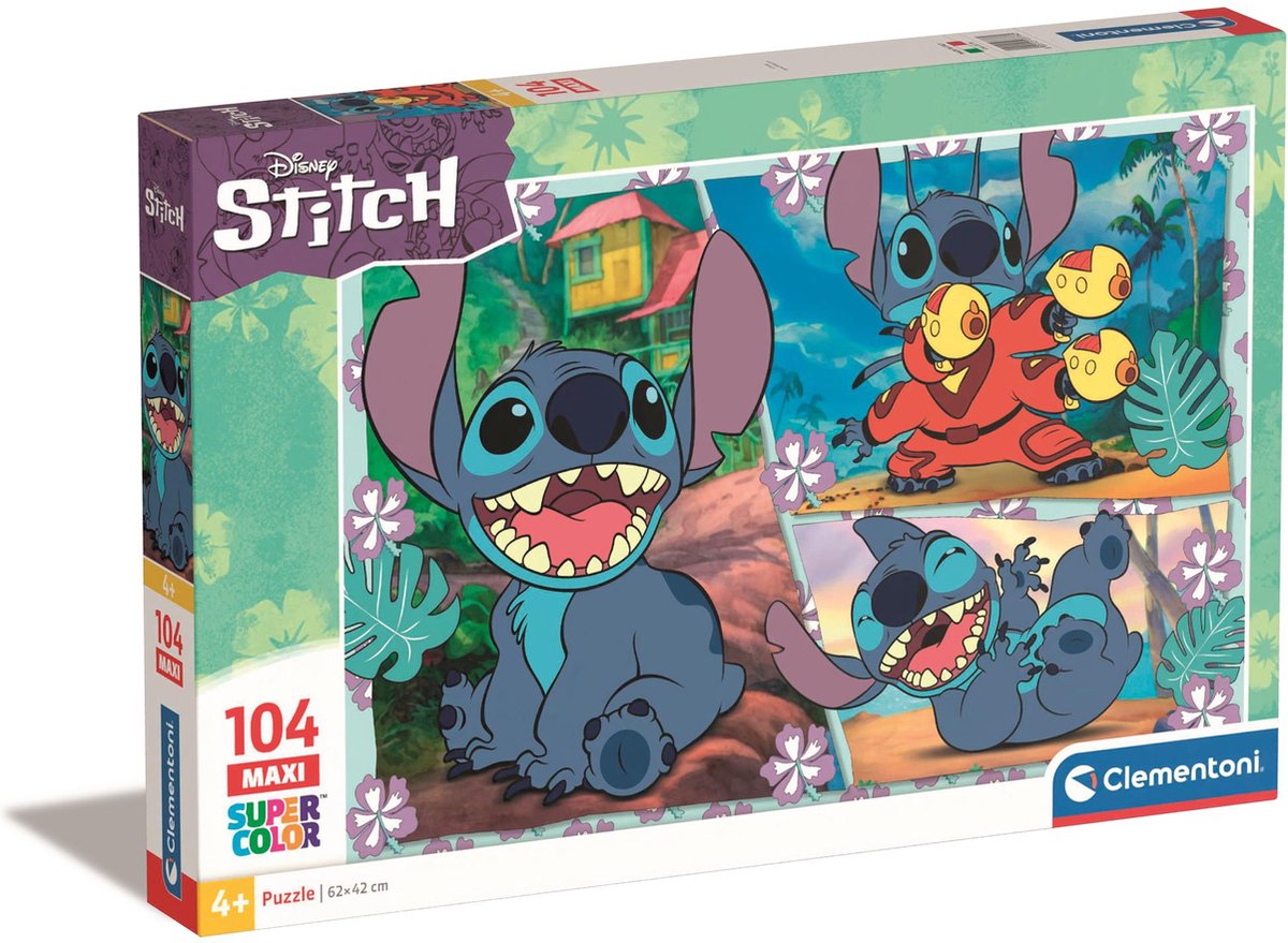 Clementoni legpuzzel super kleur maxi disney stitch, 104st.