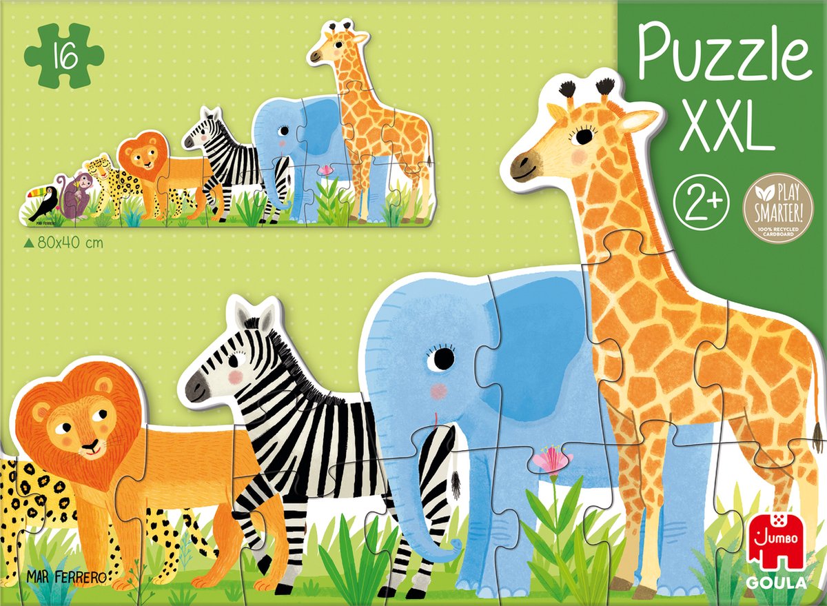 Goula jumbo puzzel xxl jungle van klein tot groot - 16st.