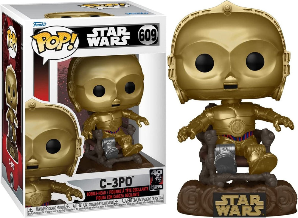 Funko star wars - return of the jedi 40th anniversary pop! c3po in chair 9 cm verzamelfiguur - multicolours