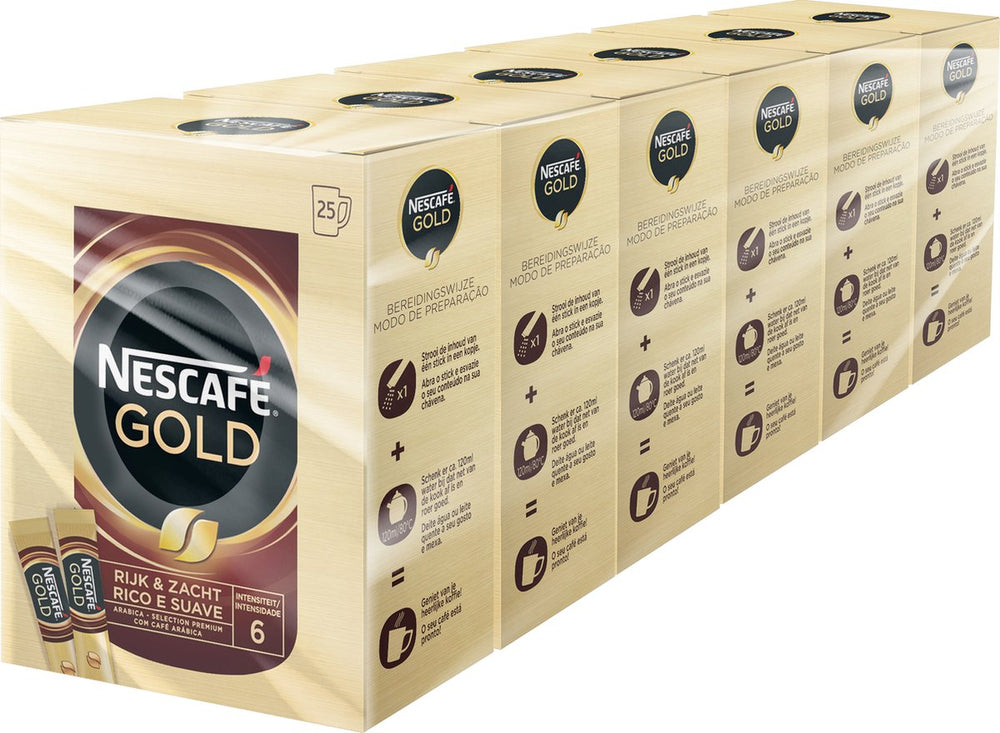 Nescafé gold oploskoffie - 6 doosjes x 25 zakjes