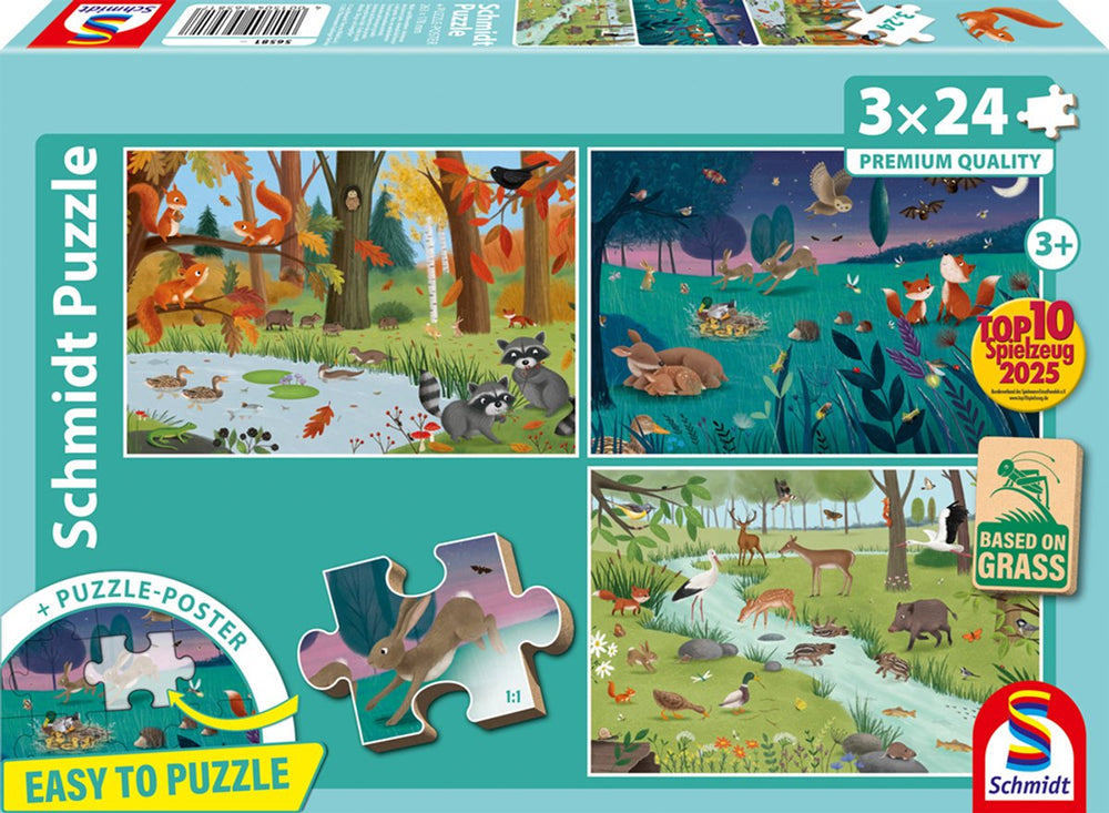 Schmidt - legpuzzel - bos - en weidedieren - 3 stukjes - kinderen - vanaf 3 jaar