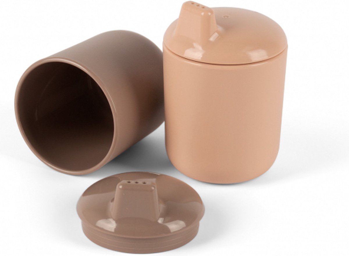 Dantoy drinkbekers baby bioplastic mokka zand 4-delig duurzaam.