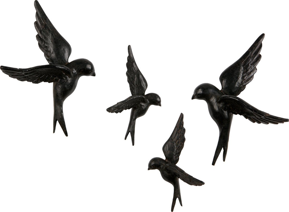Woood vogels avaler - papier - zwart - set van 4