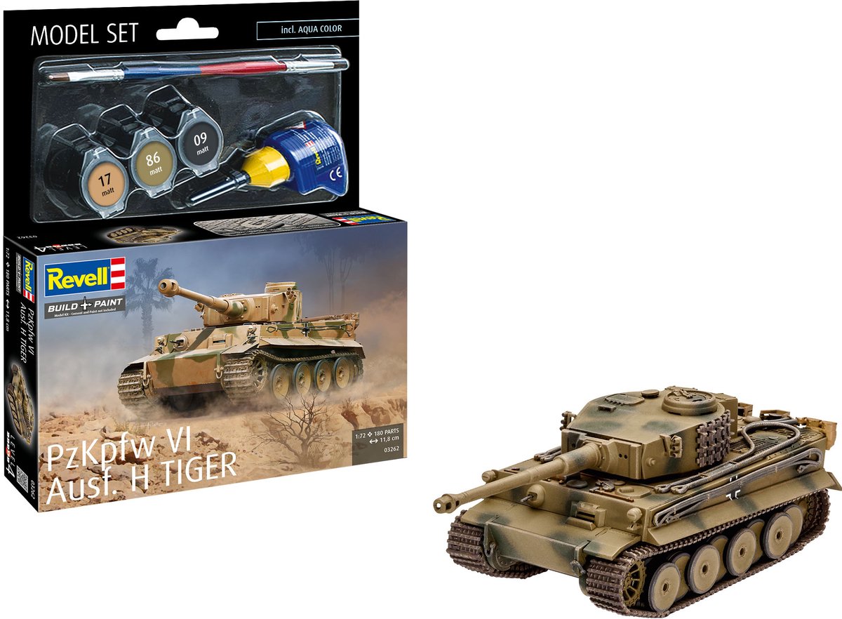 Revell modelbouwpakket militaire voertuigen - 63262 panzerkampfwagen vi tiger i - pzkpfw vi ausf. h tiger - model set plastic - 1:72 - modelbouw