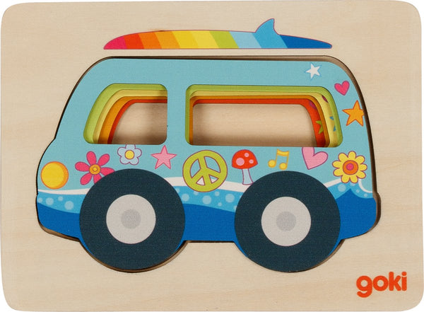 Goki houten lagenpuzzel auto, 5st.