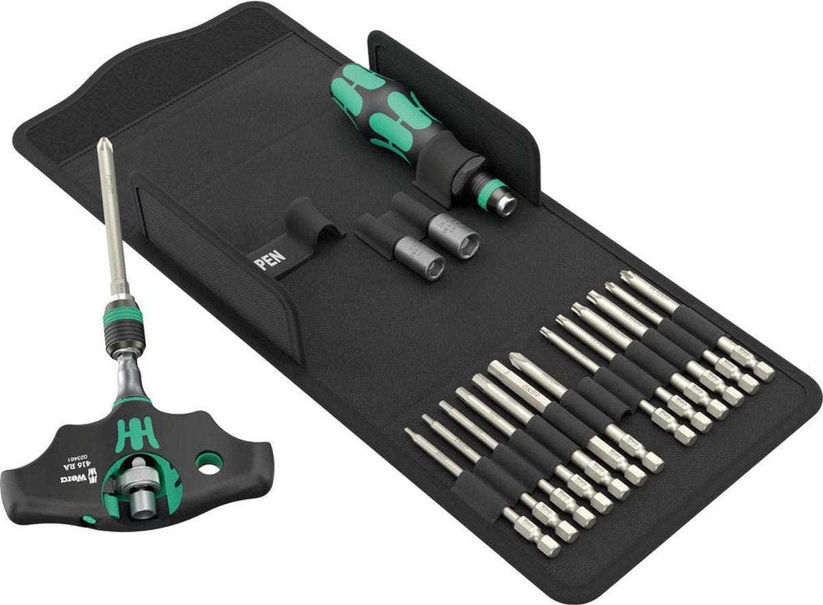 Wera kraftform kompakt 400 ra shk set 1 05136072001 bitset 19-delig kruiskop phillips, kruiskop pozidriv, inbus