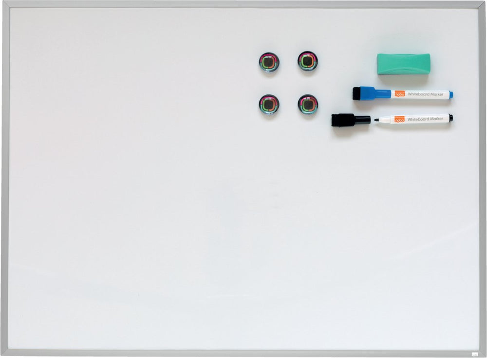 Nobo magnetisch whiteboard met aluminium lijst - 58,5 x 43cm - inclusief markers, magneten en wisser - wit