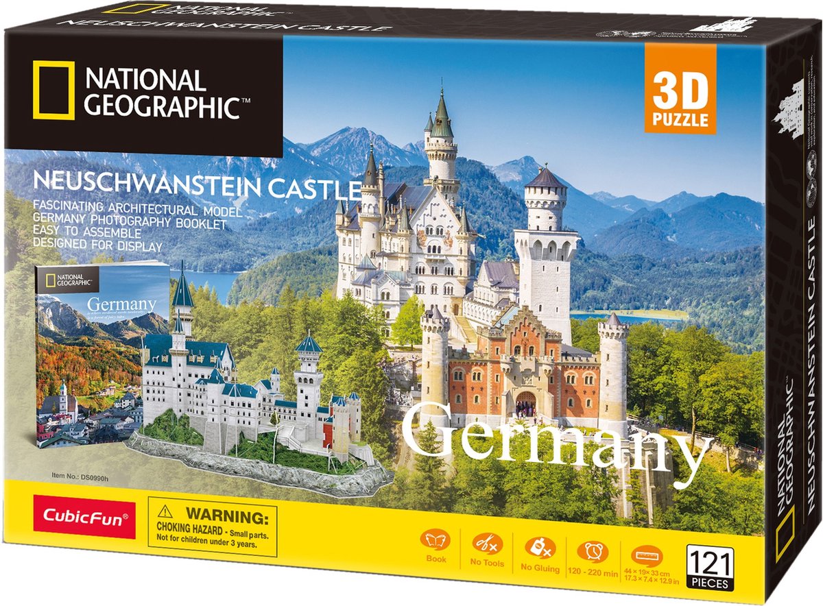 Kubieke leuke 3D-puzzel van National Geographic: Kasteel Neuschwanstein