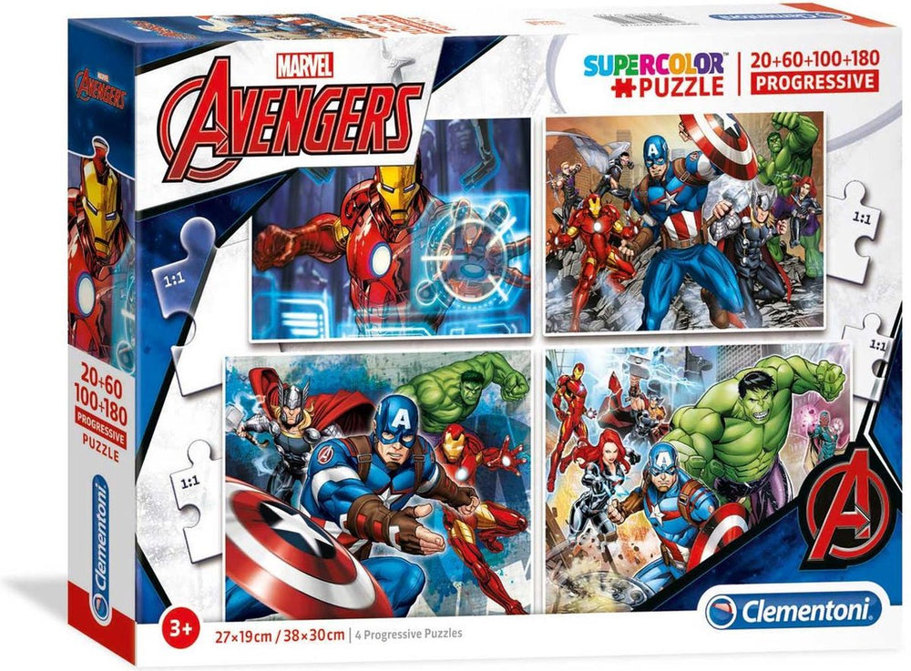 Clementoni legpuzzel 4-in-1 avengers - 20 60 100 180 stukjes