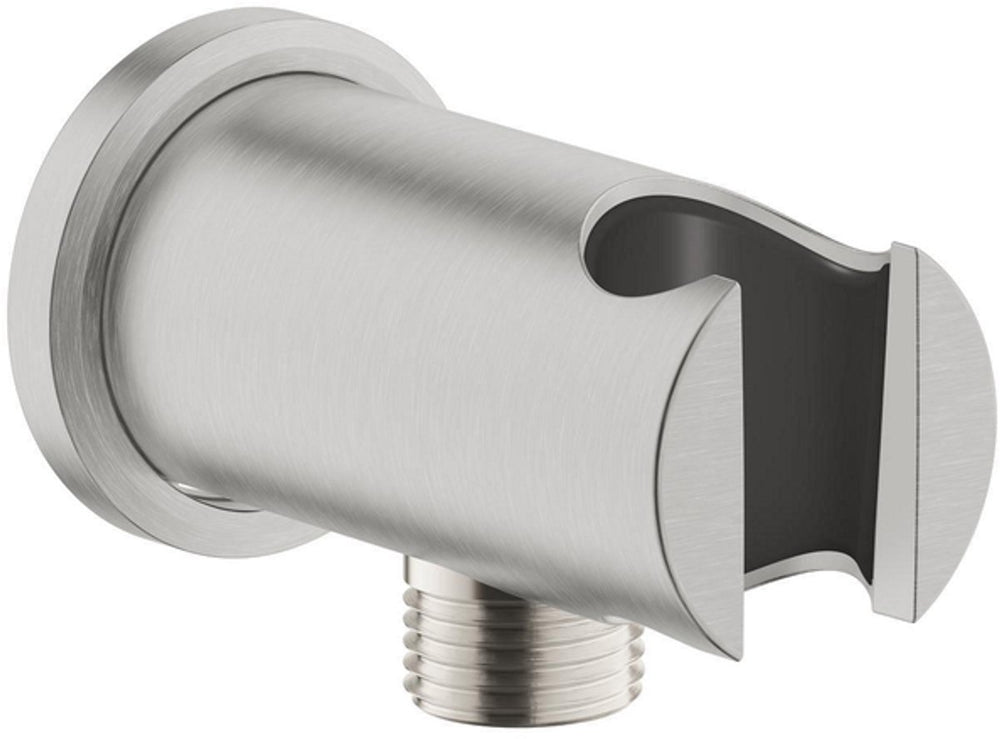 Grohe rainshower wandaansluitbocht - 1 2 - met houder - ronde rozet - supersteel (rvs)
