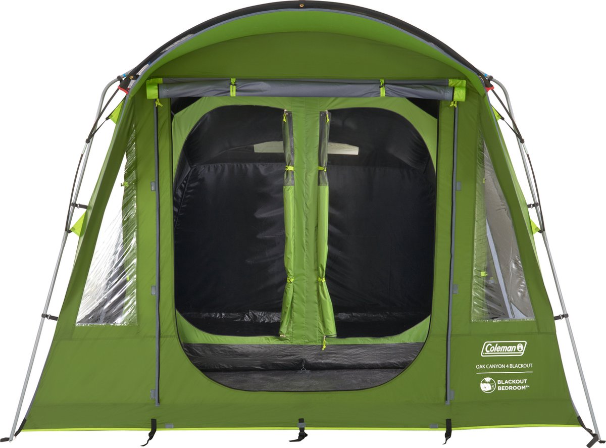 Coleman oak canyon 4 blackout tunneltent – 4 persoons familietent – verduisterende tent – groen