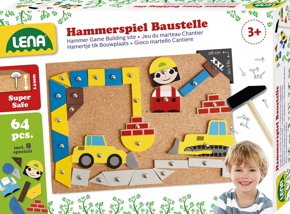 Lena kinderspel hamertje tik kurk hout metaal 64-delig