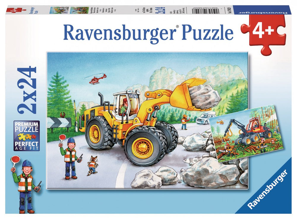 Ravensburger 2 puzzles - bagger und waldtraktor - 24 teile.