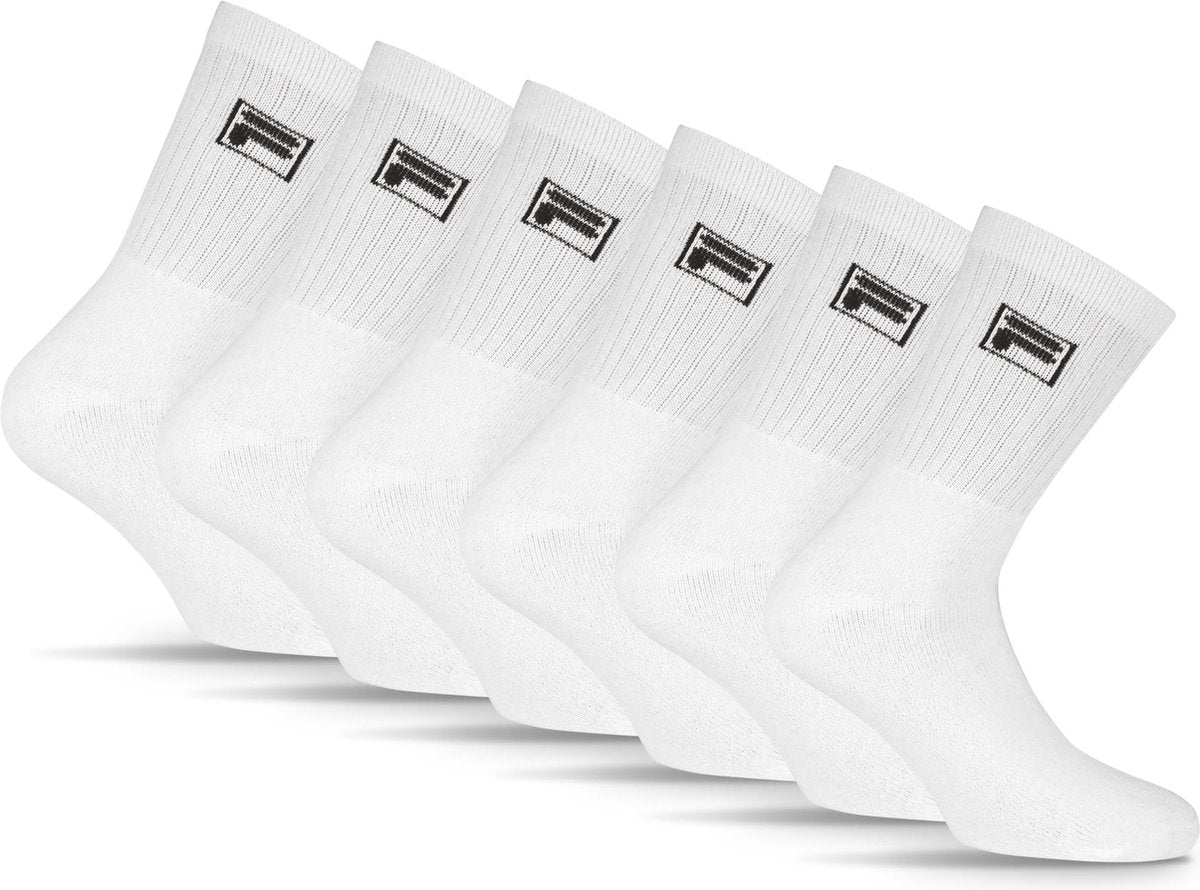 Fila tennis- sportsokken kleine logo - maat 39 42 - 6 pack - wit