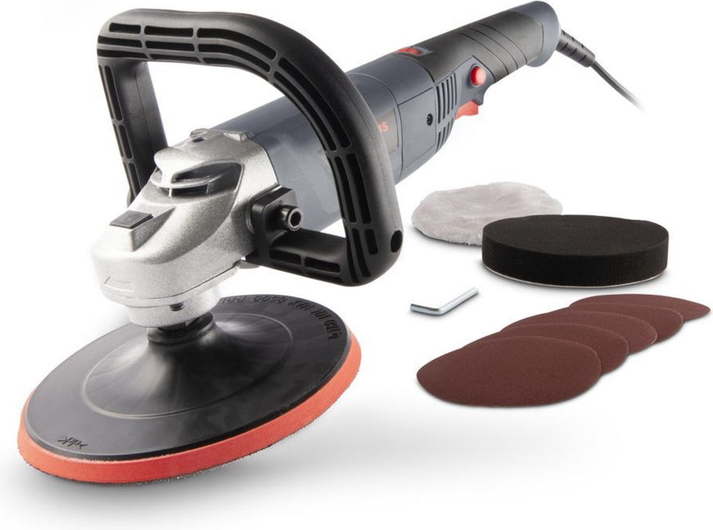 Powerplus elektrische haakse poliermachine powe41030 - 1 200w - 180mm - power tool, auto-accessoire, met 3 acc.