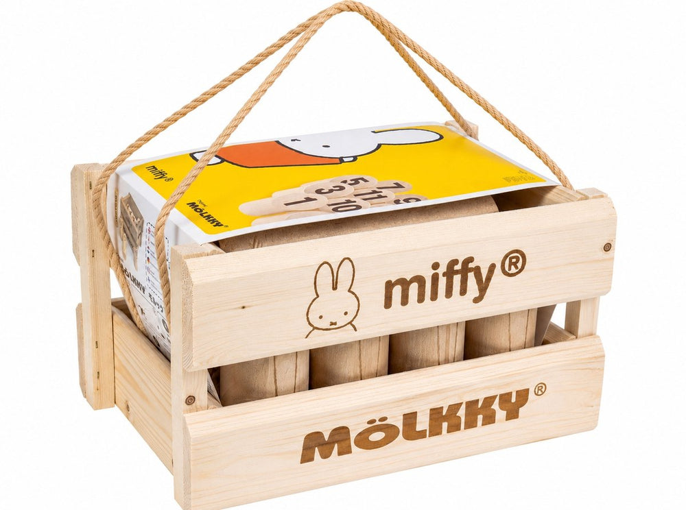 Tactic mölkky nijntje – vang- en werpspel - origineel fins houten werpspel in luxe houten draagkist – duurzaam berkenhout – met gratis score-app