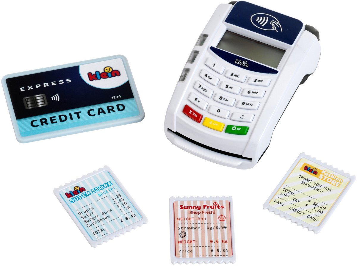 Klein toys - pin automaat - met creditcard - met licht en geluid