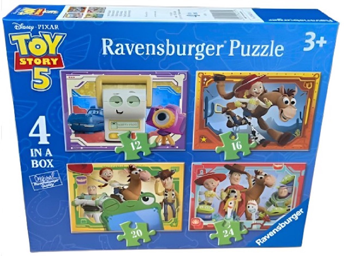 Ravensburger – toy story 5 – kinderpuzzel – 4 in 1 box (12 16 20 24 stukjes)
