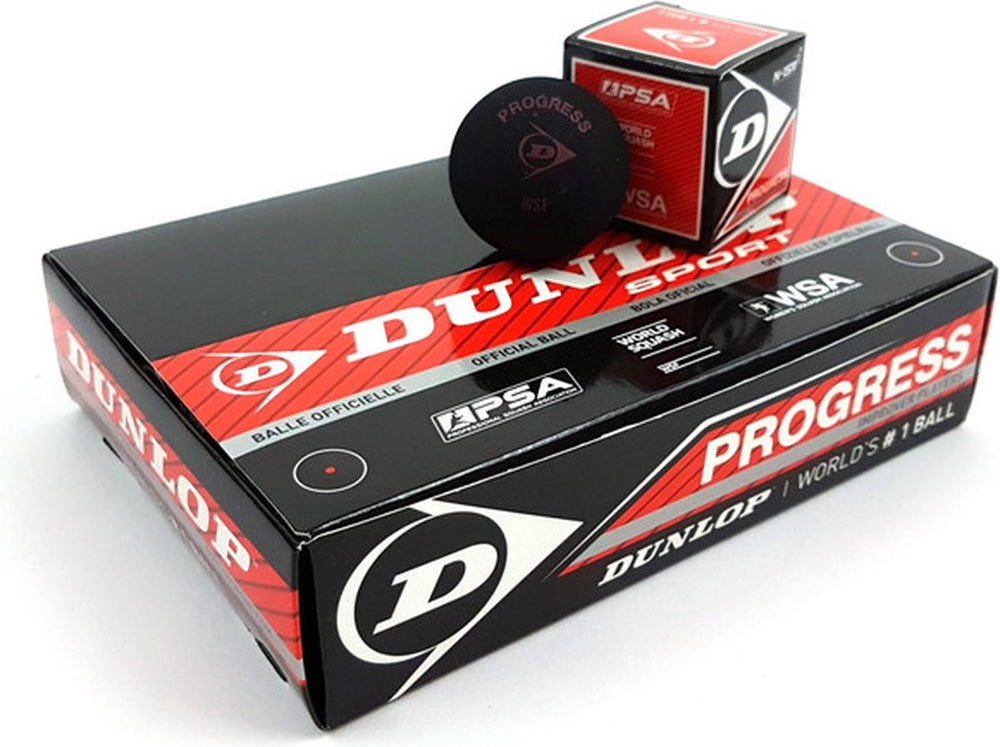 Dunlop progress - squashballen halfgevorderde speler- 12box- zwart
