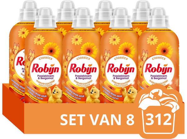 Robijn wasverzachter - passiebloem bergamot - 8 stuks - 312 wasbeurten - voordeelverpakking