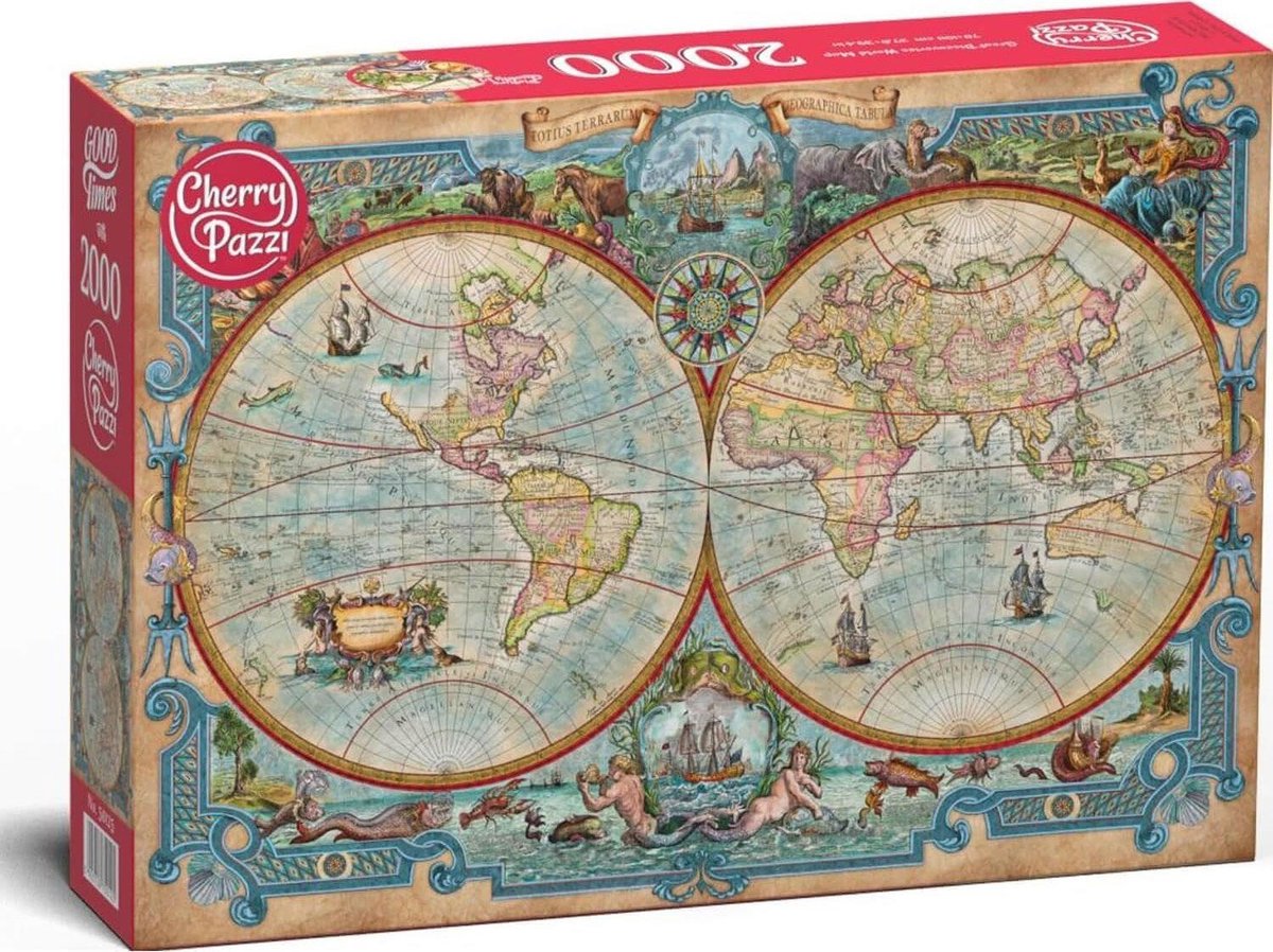Cherrypazzi great discoveries world map puzzel 2000 stukjes