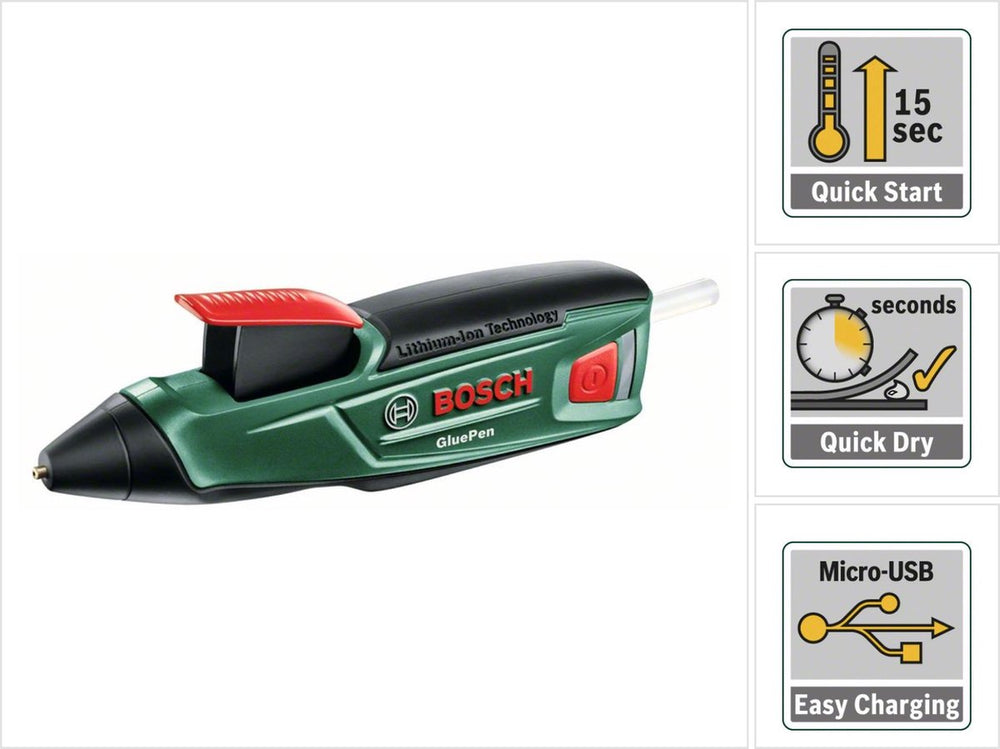 Bosch gluepen accu lijmpistool - diameter 7 mm - inclusief 4 lijmpatronen en lader