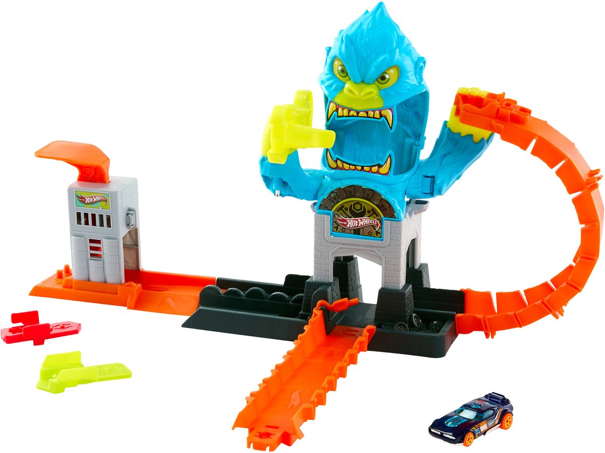 Hot wheels city gorilla aanval speelset en speelgoedauto