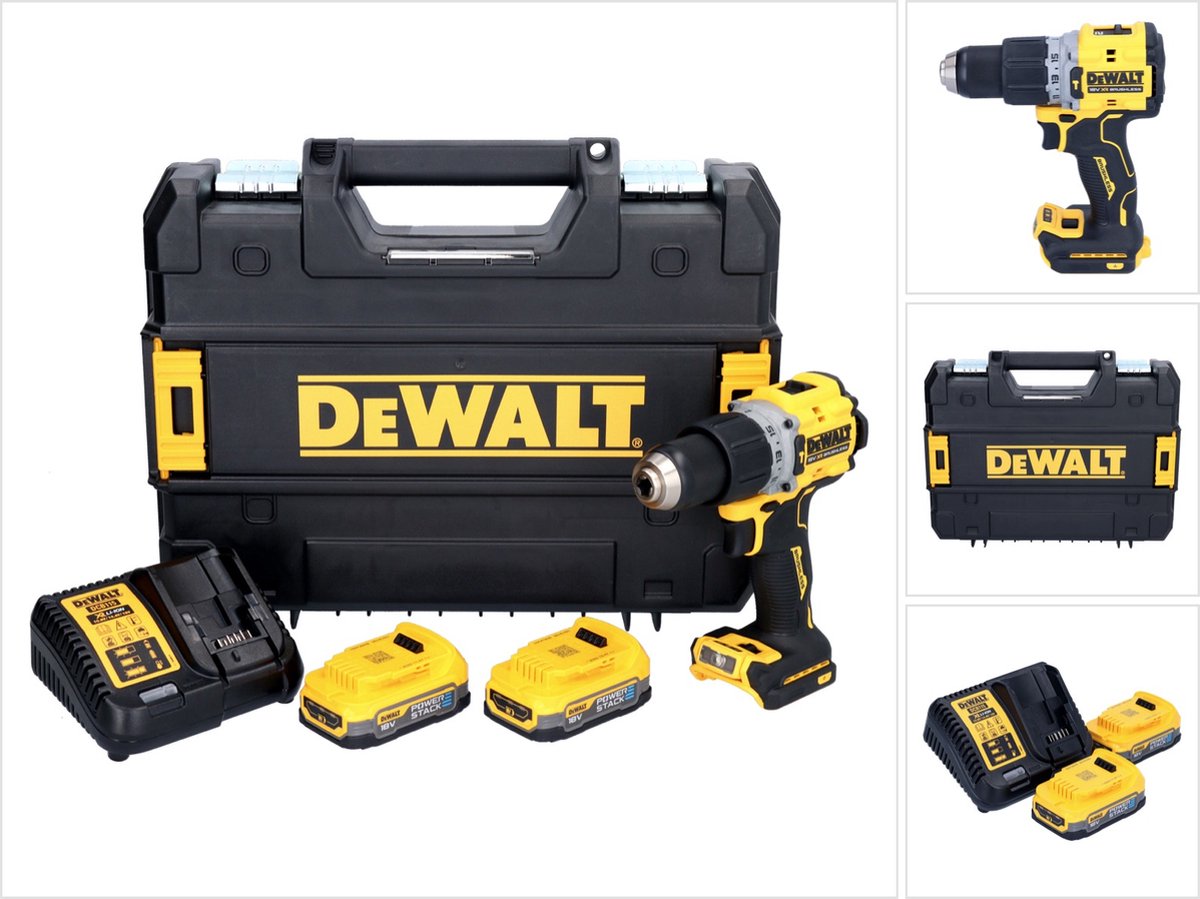 Dewalt dcd805e2t compacte accu klop- schroefboormachine 18v xr 1.7ah powerstack in tstak