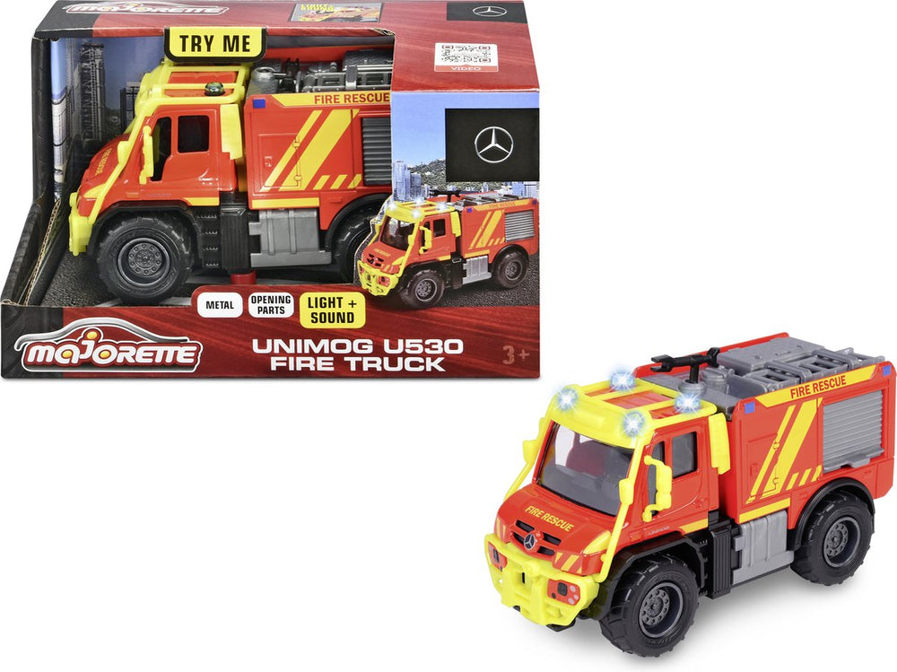 Majorette - unimog u530 fire truck - brandweerwagen - licht en geluid - vanaf 3 jaar